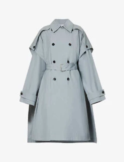 Bottega Veneta Double-breasted Cape-overlay Cotton Coat