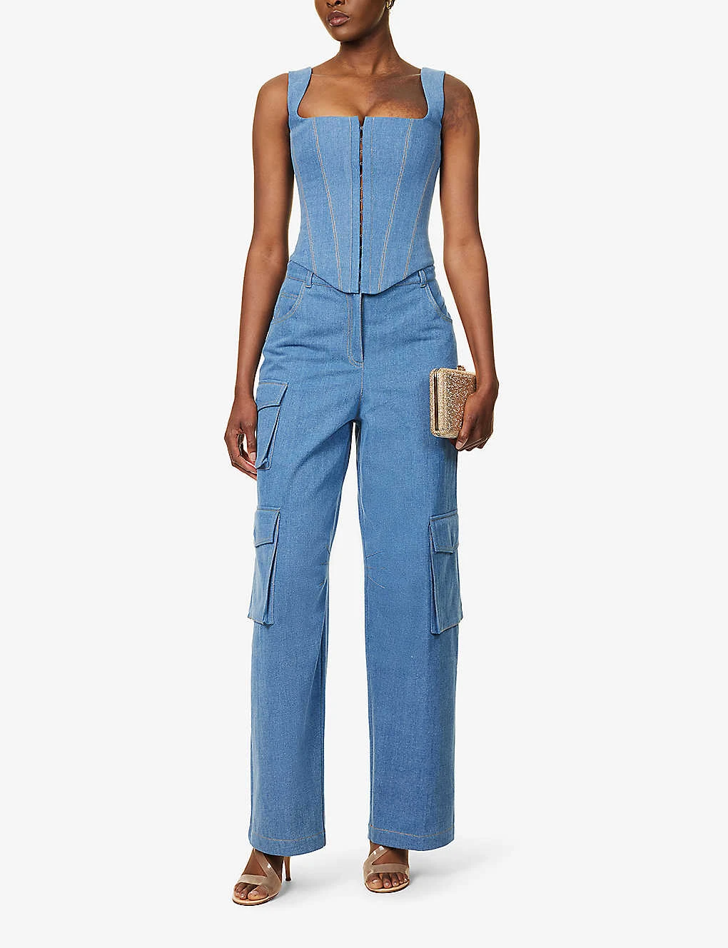 Contrast-stitch Straight-leg High-rise Denim Trousers - Image 2