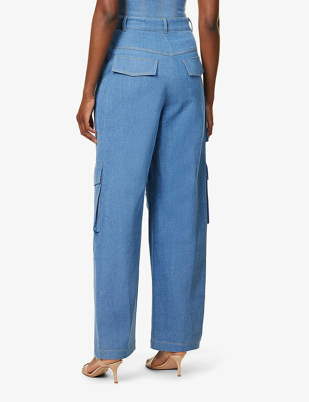 Contrast-stitch Straight-leg High-rise Denim Trousers - Image 4