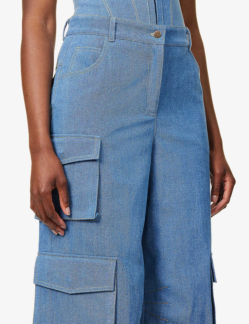 Contrast-stitch Straight-leg High-rise Denim Trousers - Image 5