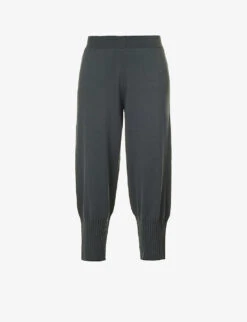 Mid-rise Tapered-leg Cotton Knitted Trousers