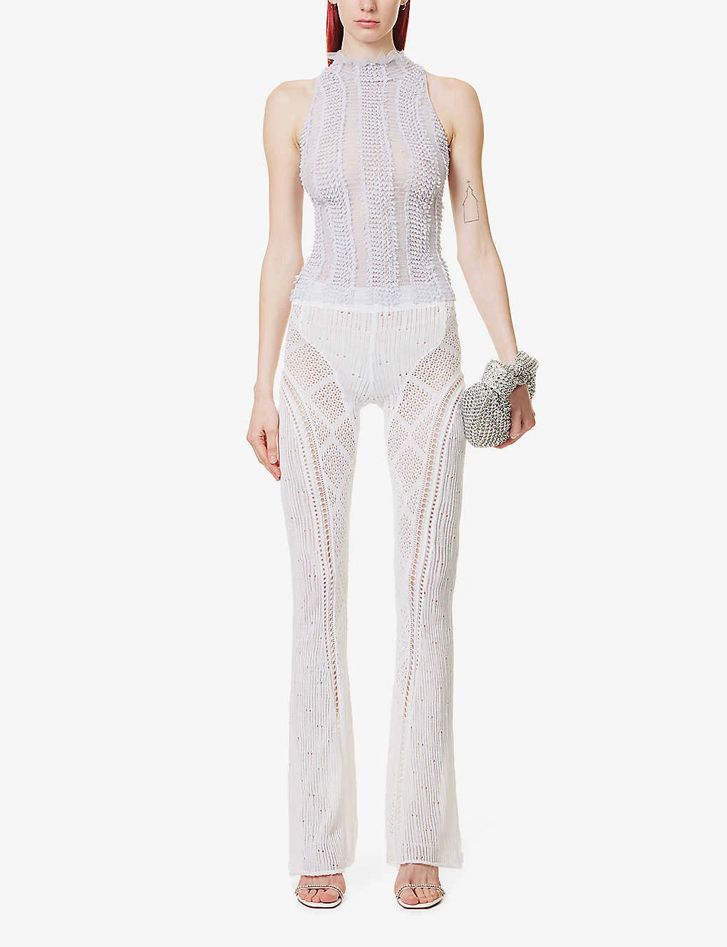 Disco Cut-out Flared High-rise Cotton Trousers - Image 2