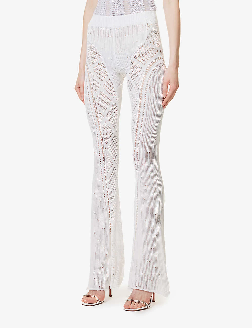 Disco Cut-out Flared High-rise Cotton Trousers - Image 3