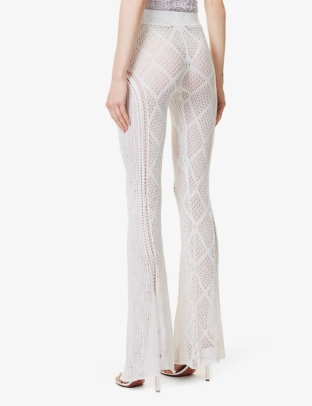 Disco Cut-out Flared High-rise Cotton Trousers - Image 4