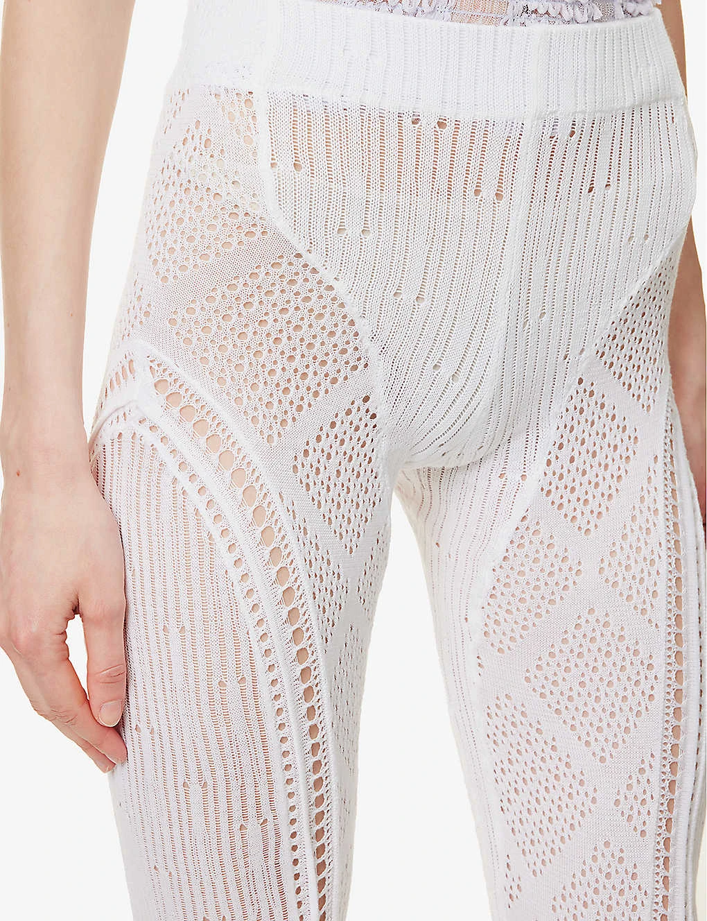 Disco Cut-out Flared High-rise Cotton Trousers - Image 5