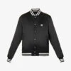 Fox-embroidered Striped-trim Satin Jacket