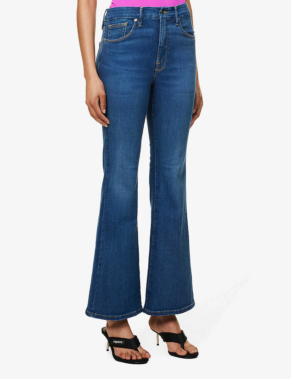 GOOD AMERICAN Good Petite Flare Flared-leg Mid-rise Stretch-denim Jeans - Image 3