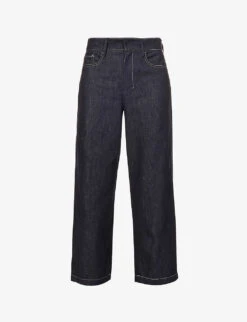 Losana Contrast-stitch Wide-leg Mid-rise Jeans