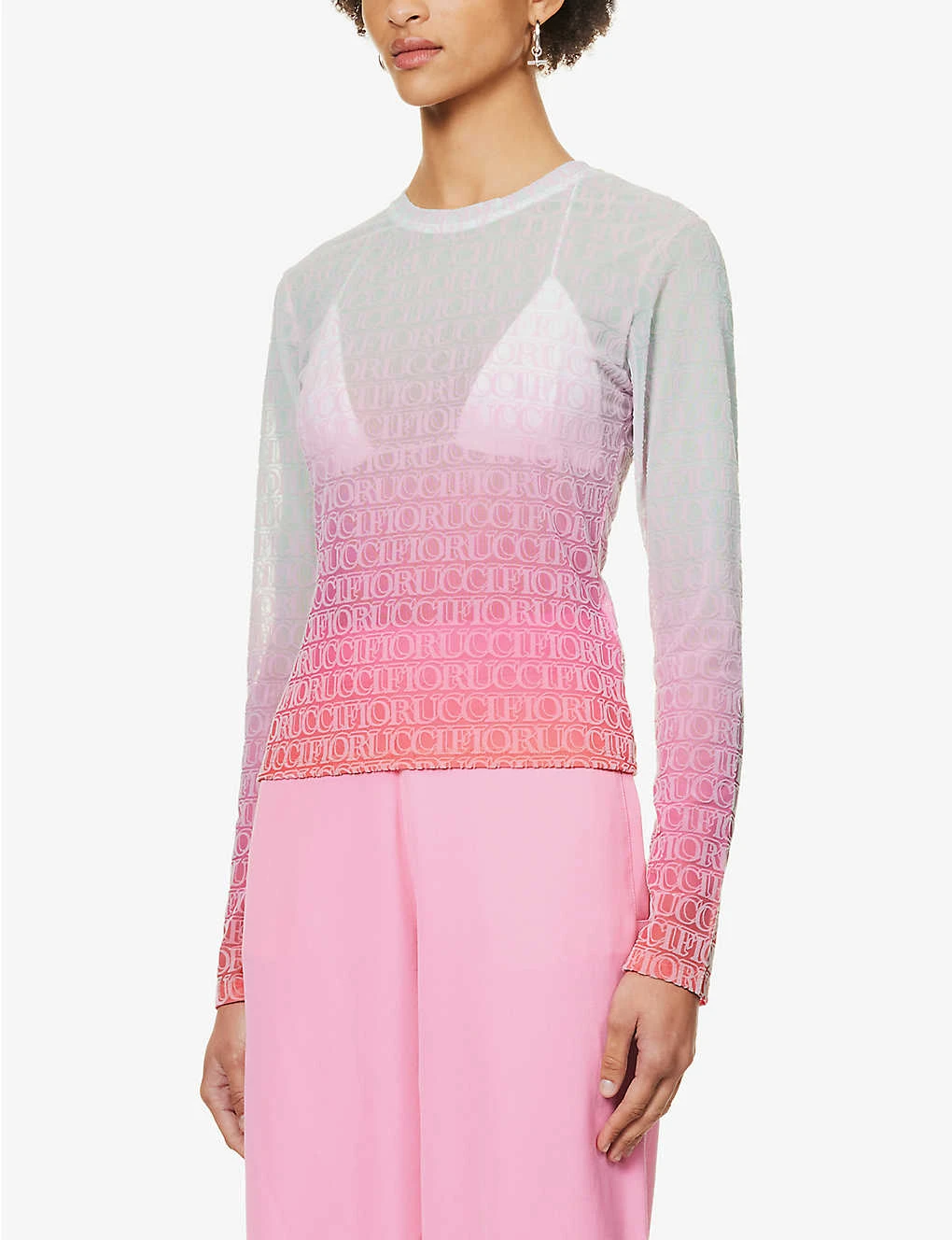 FIORUCCI Monogram-print Gradient Recycled-polyester-blend Top - Image 3