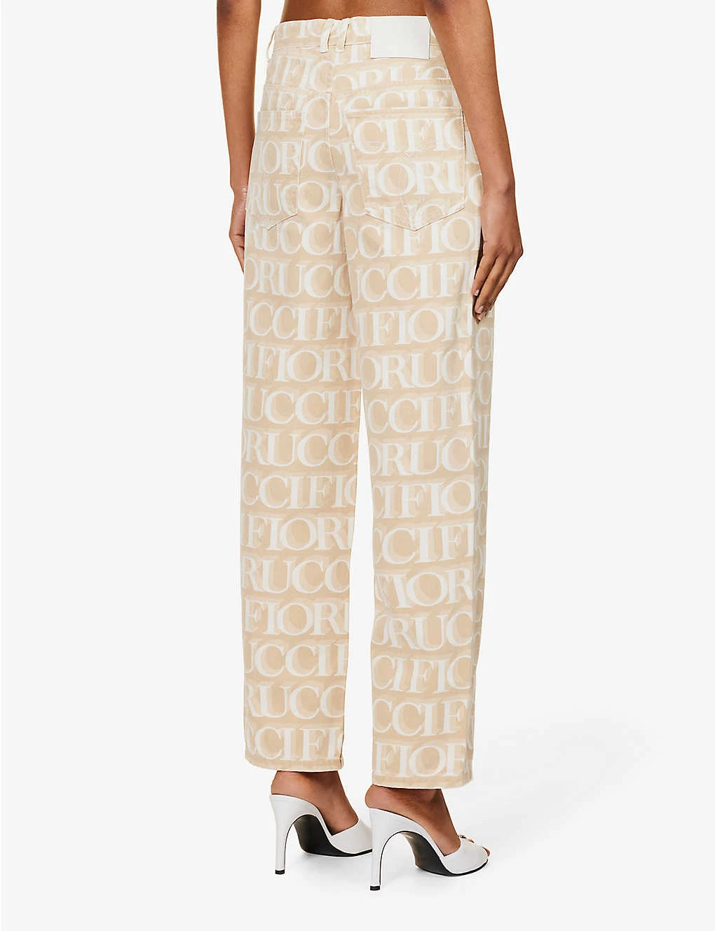 FIORUCCI Monogram-pattern Brand-patch Wide-leg Mid-rise Organic-denim Jeans - Image 4