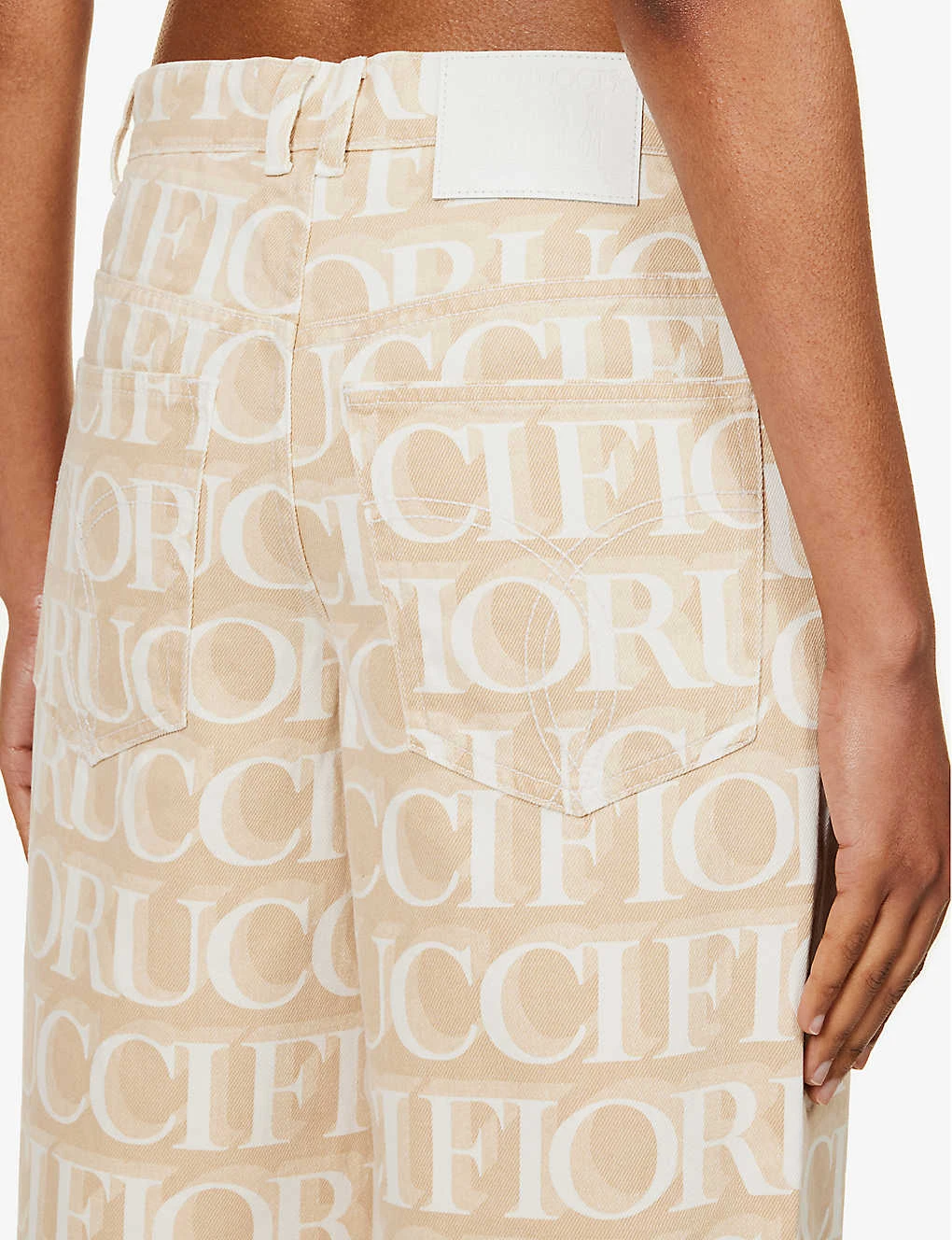 FIORUCCI Monogram-pattern Brand-patch Wide-leg Mid-rise Organic-denim Jeans - Image 5