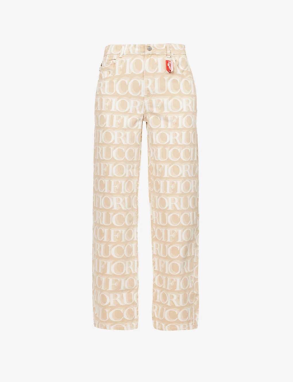 FIORUCCI Monogram-pattern Brand-patch Wide-leg Mid-rise Organic-denim Jeans