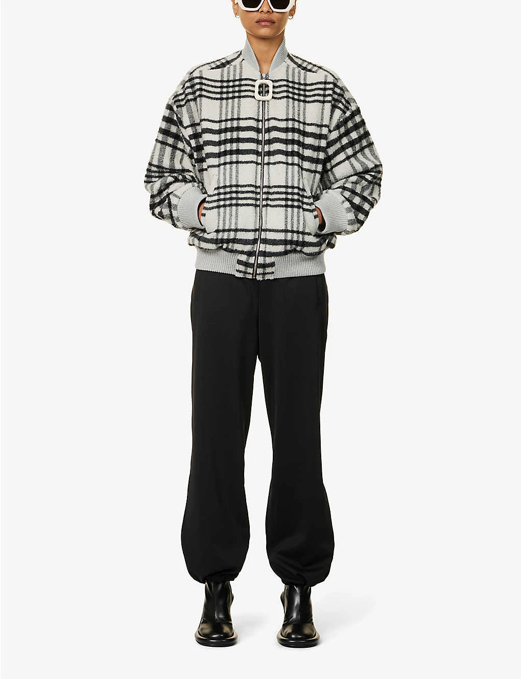 JW Anderson Check-pattern Brushed-texture Wool-blend Jacket - Image 2