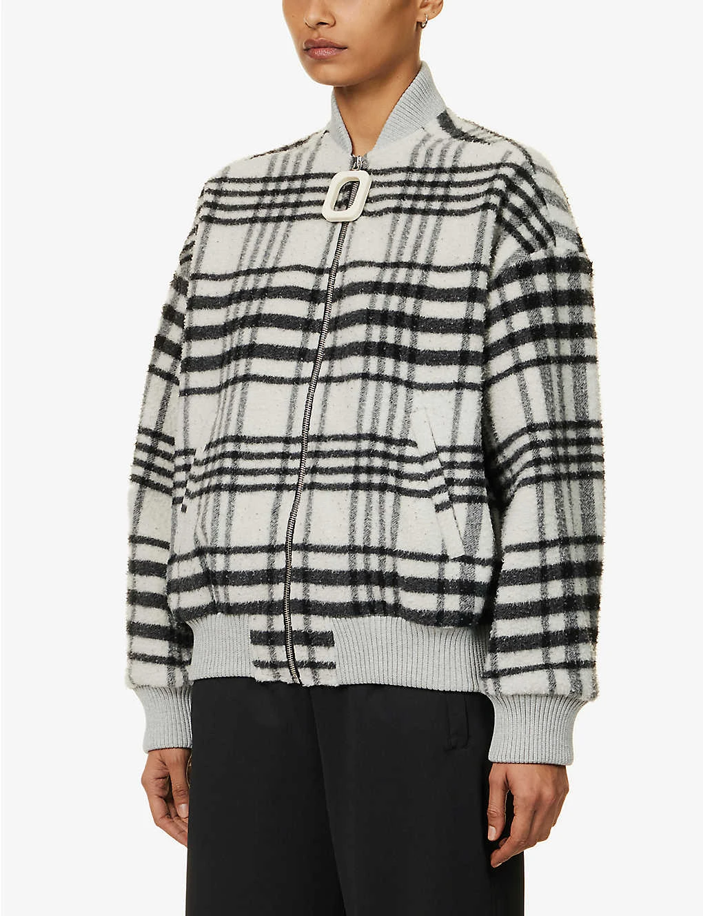 JW Anderson Check-pattern Brushed-texture Wool-blend Jacket - Image 3