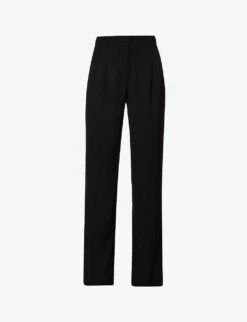 Arizona Pleated Wide-leg Mid-rise Woven Trousers