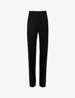 Jil Sander Structured-waist Pressed-crease Straight-leg High-rise Wool Trousers