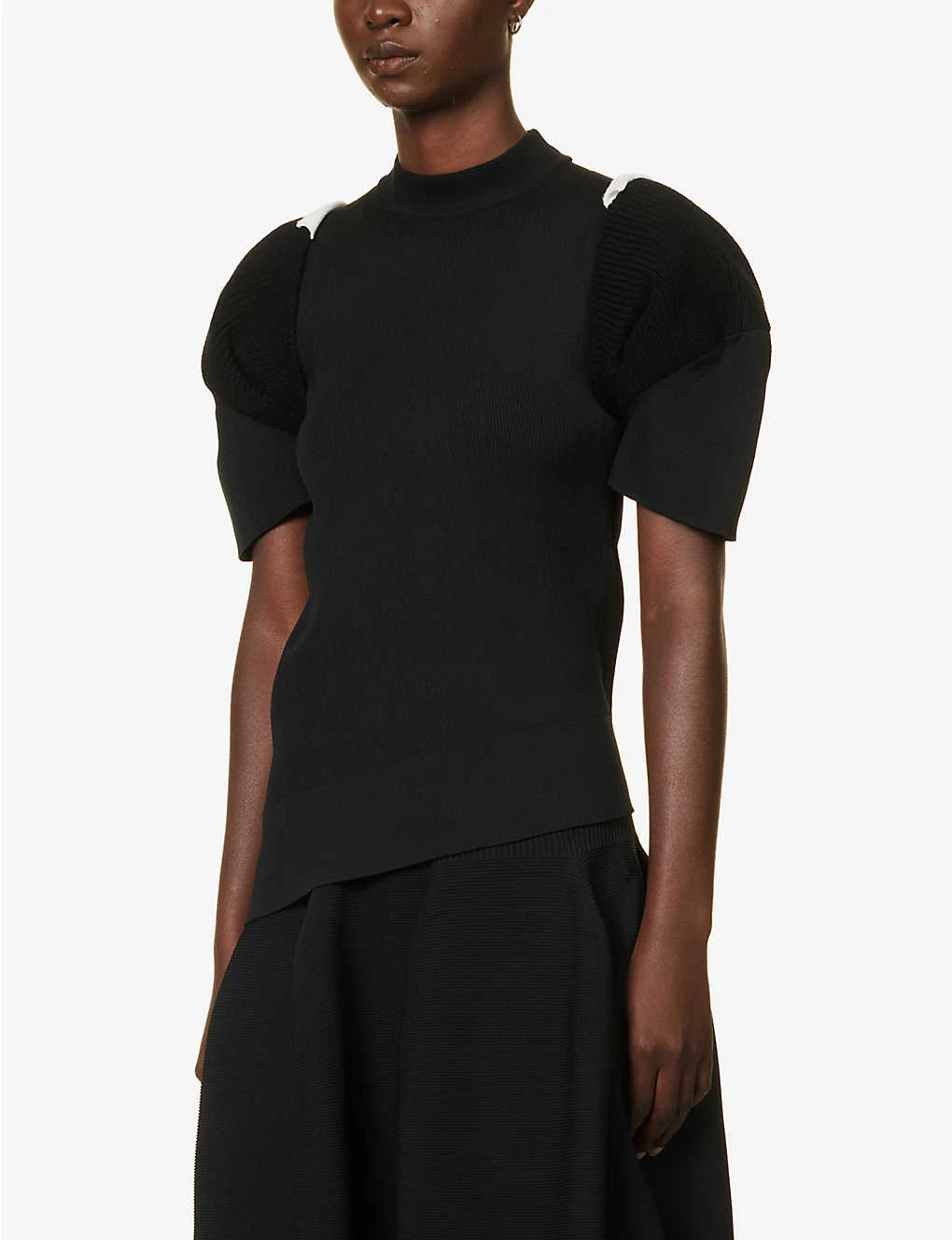Sacai Cut-out Asymmetric-hem Knitted Top - Image 3