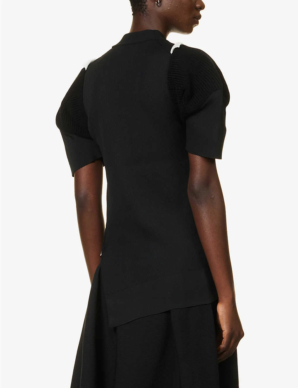 Sacai Cut-out Asymmetric-hem Knitted Top - Image 4