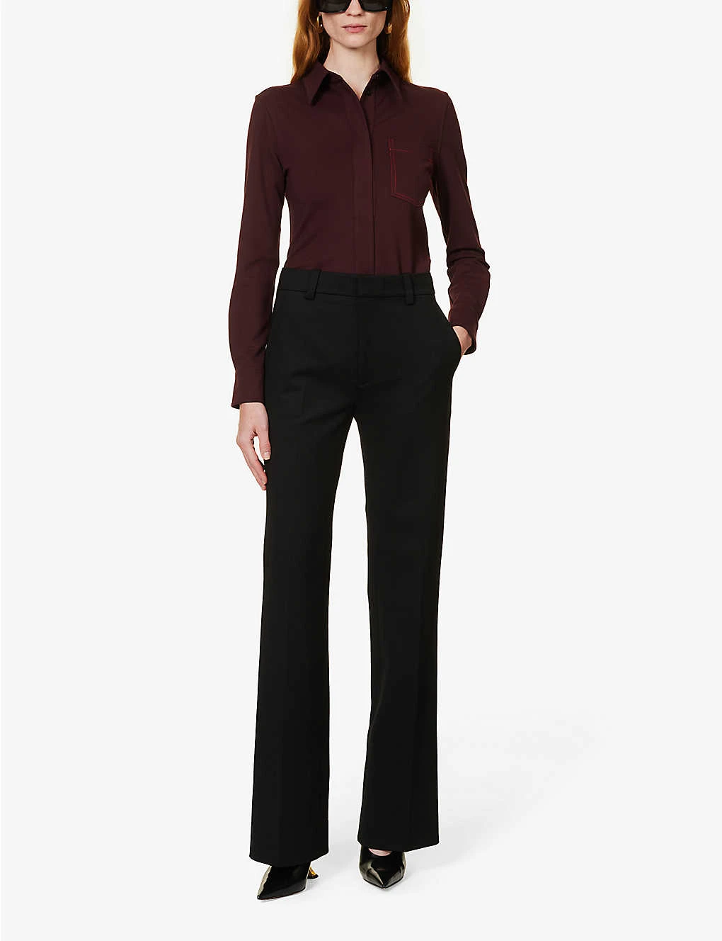 Victoria Beckham Structured-waist Pressed-crease Straight-leg High-rise Stretch-woven Trousers - Image 2