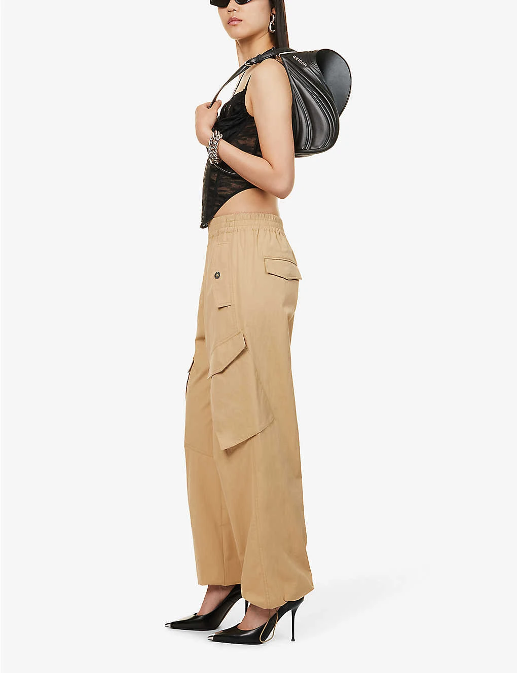 Dion Lee Wide-leg Mid-rise Cotton Cargo Trousers - Image 2