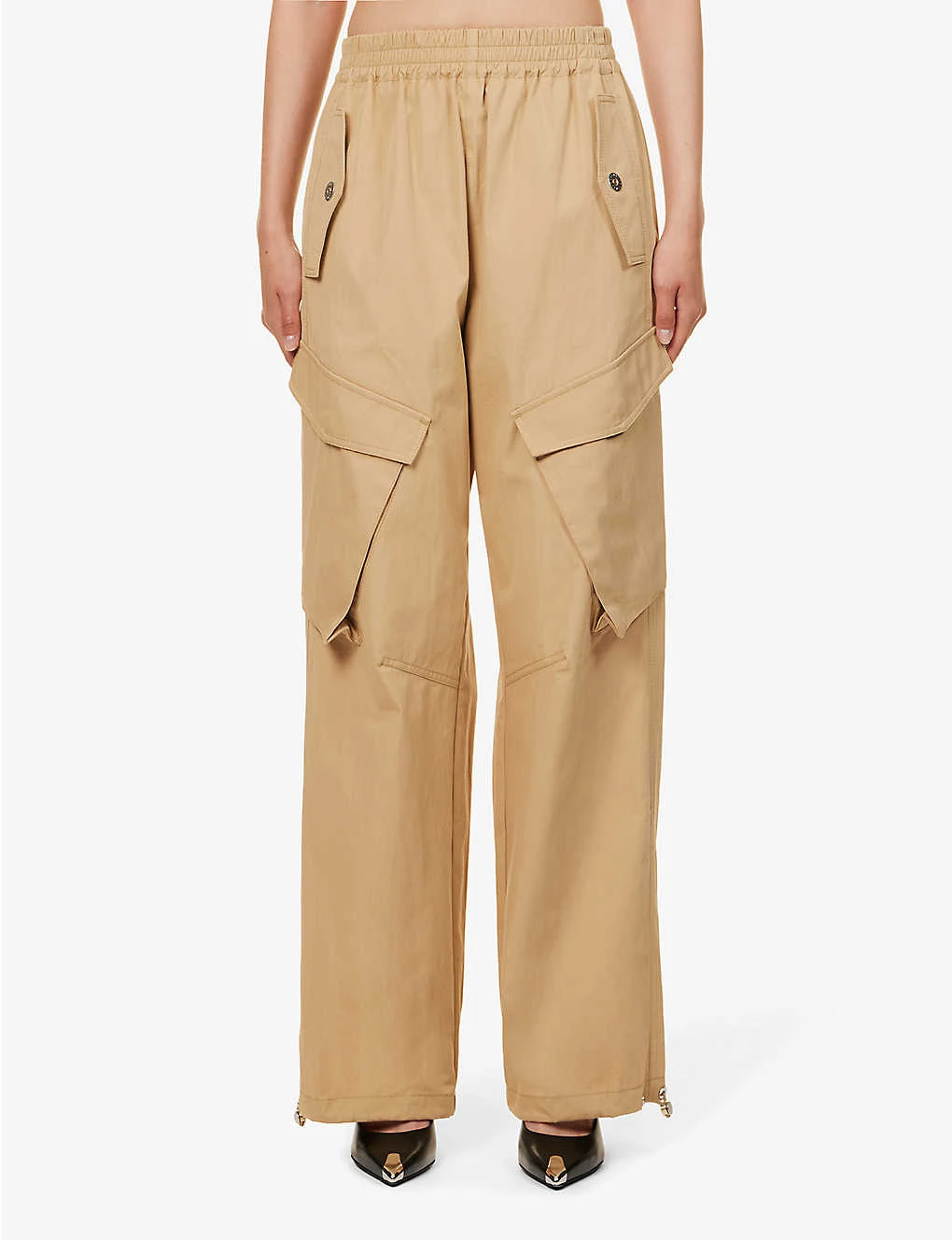 Dion Lee Wide-leg Mid-rise Cotton Cargo Trousers - Image 3