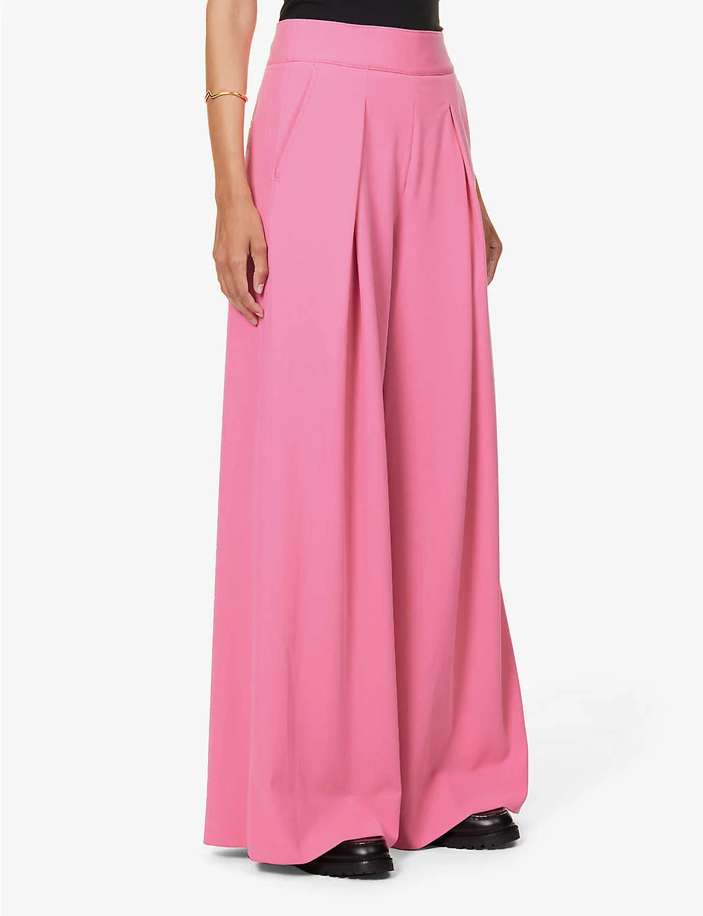 ME AND EM Pressed-pleat Wide-leg High-rise Stretch-woven Trousers - Image 3