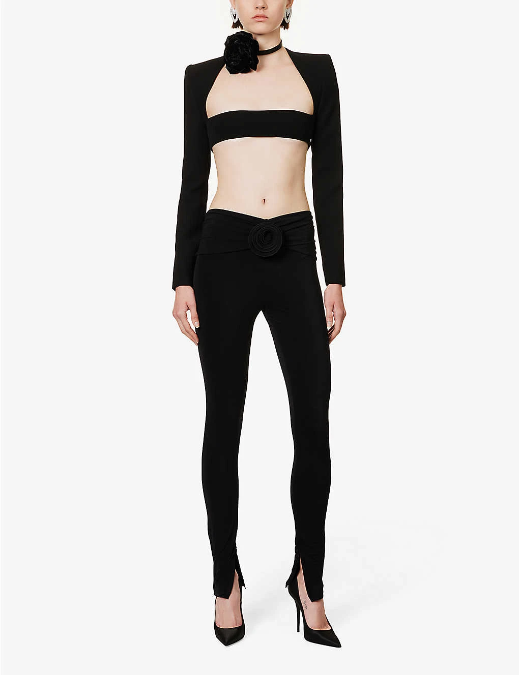 Magda Butrym Floral-embellished Skinny-leg Mid-rise Stretch-woven Leggings - Image 2