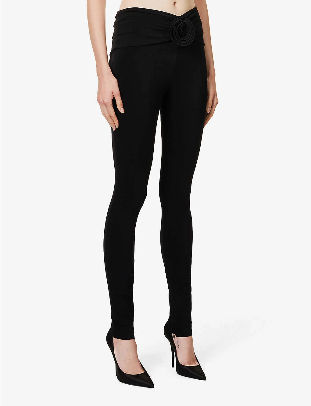 Magda Butrym Floral-embellished Skinny-leg Mid-rise Stretch-woven Leggings - Image 3