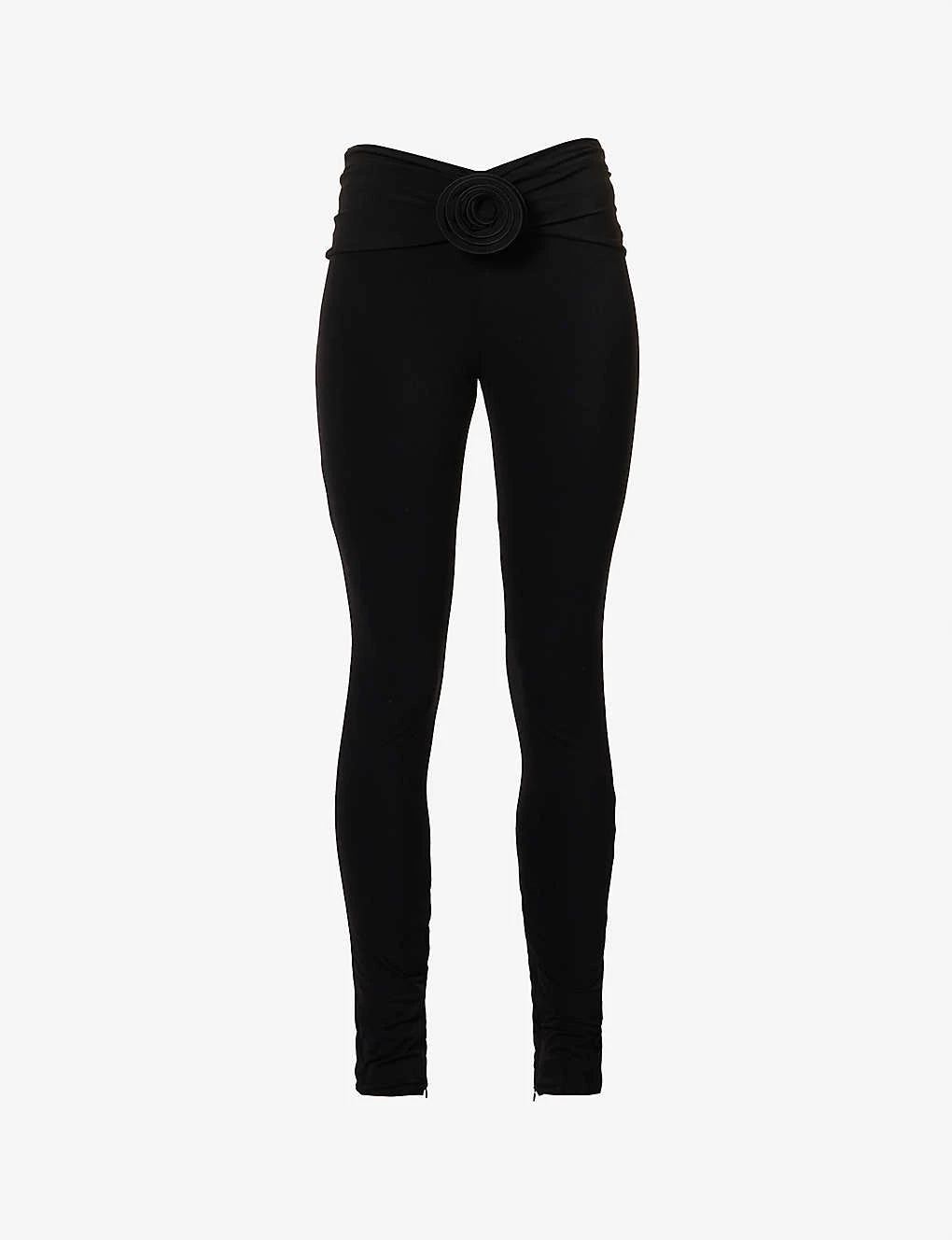Magda Butrym Floral-embellished Skinny-leg Mid-rise Stretch-woven Leggings