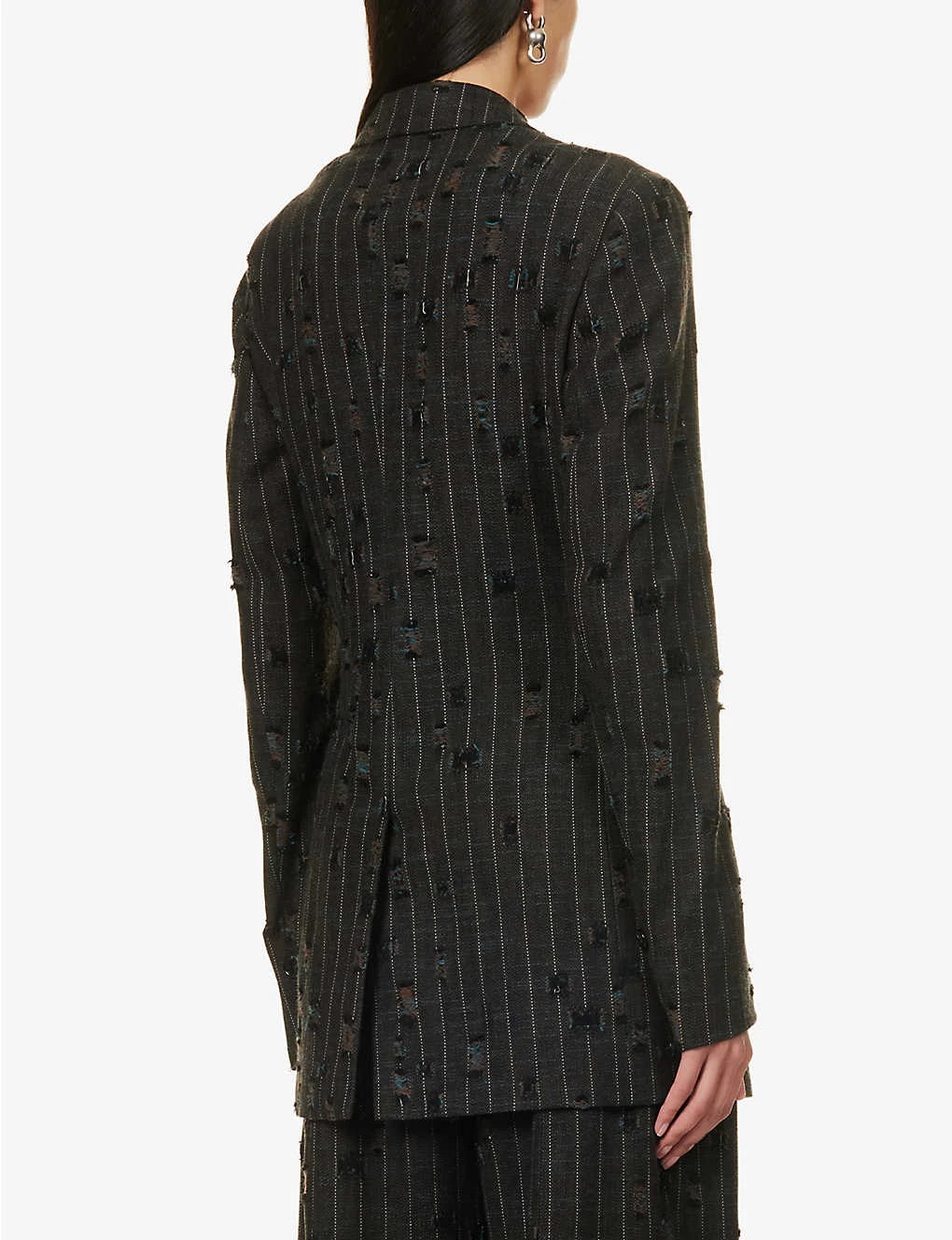 Acne Studios Pinstriped Frayed-patch Cotton And Wool-blend Blazer - Image 4