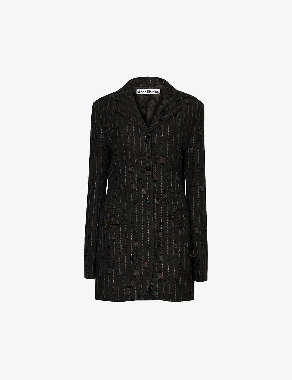 Acne Studios Pinstriped Frayed-patch Cotton And Wool-blend Blazer