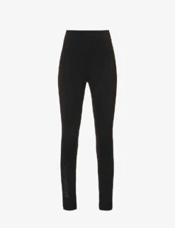 Brand-embossed Slim-fit High-rise Stretch-woven Leggings