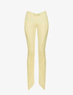 Asymmetric Slim-fit Straight-leg Low-rise Stretch-woven Trousers