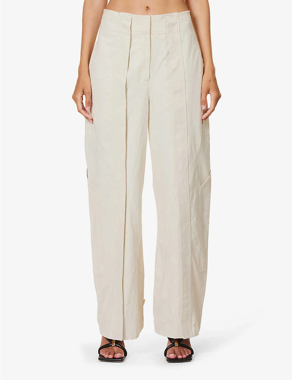 Cocosolo Wide-leg Mid-rise Cotton Trousers - Image 3