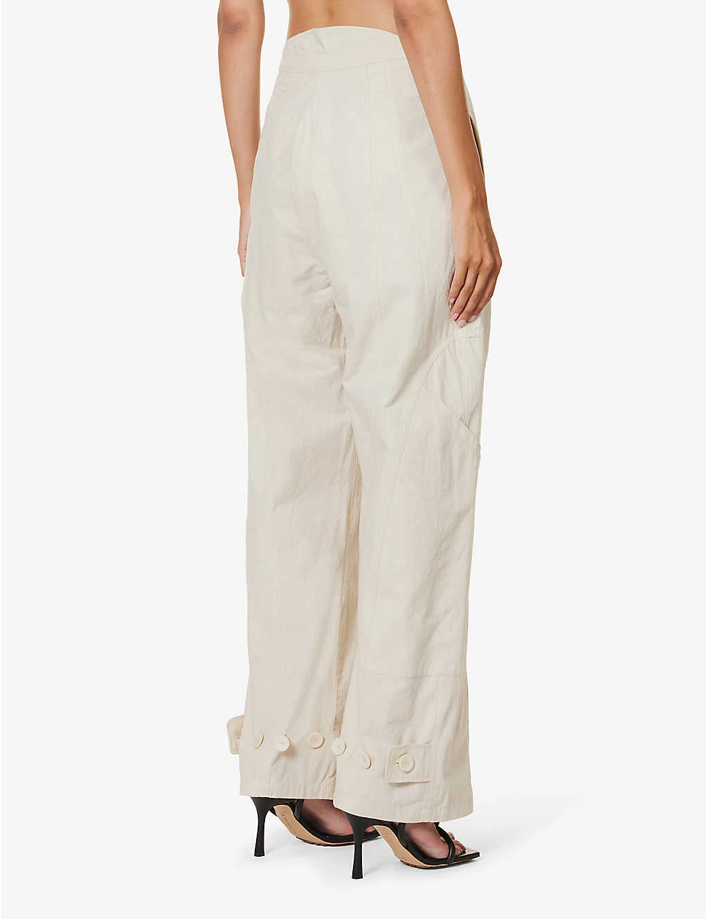 Cocosolo Wide-leg Mid-rise Cotton Trousers - Image 4