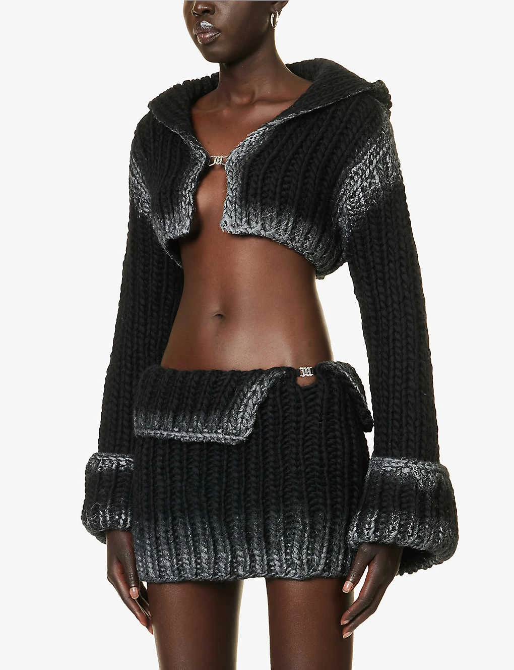 MISBHV Gradient-pattern Hooded Wool-blend Top - Image 3