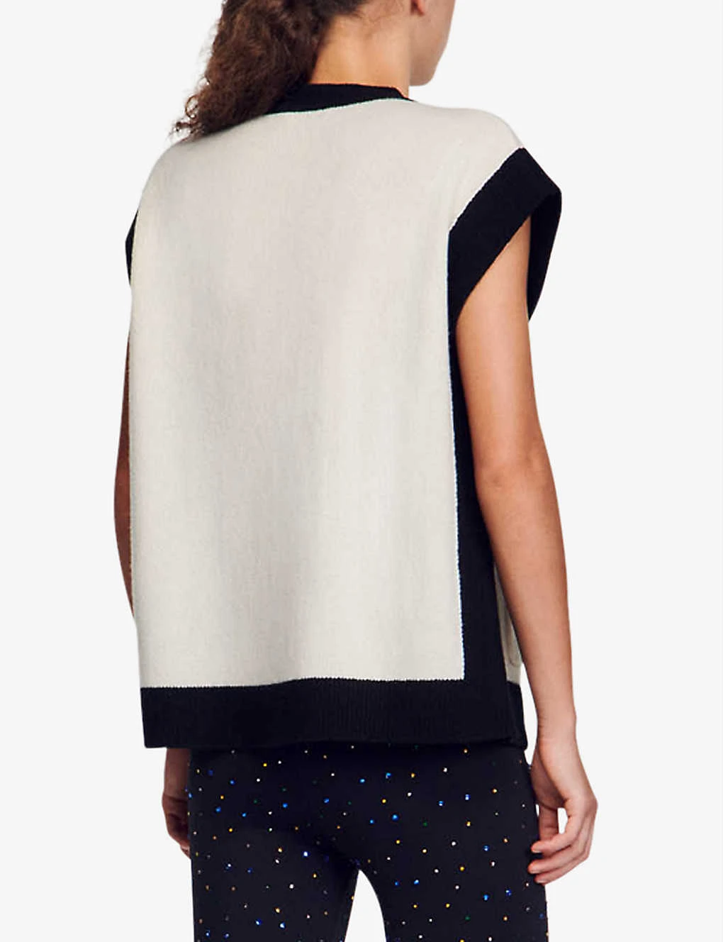 Sandro Lunea Contrast-panel Sleeveless Wool Cardigan - Image 4
