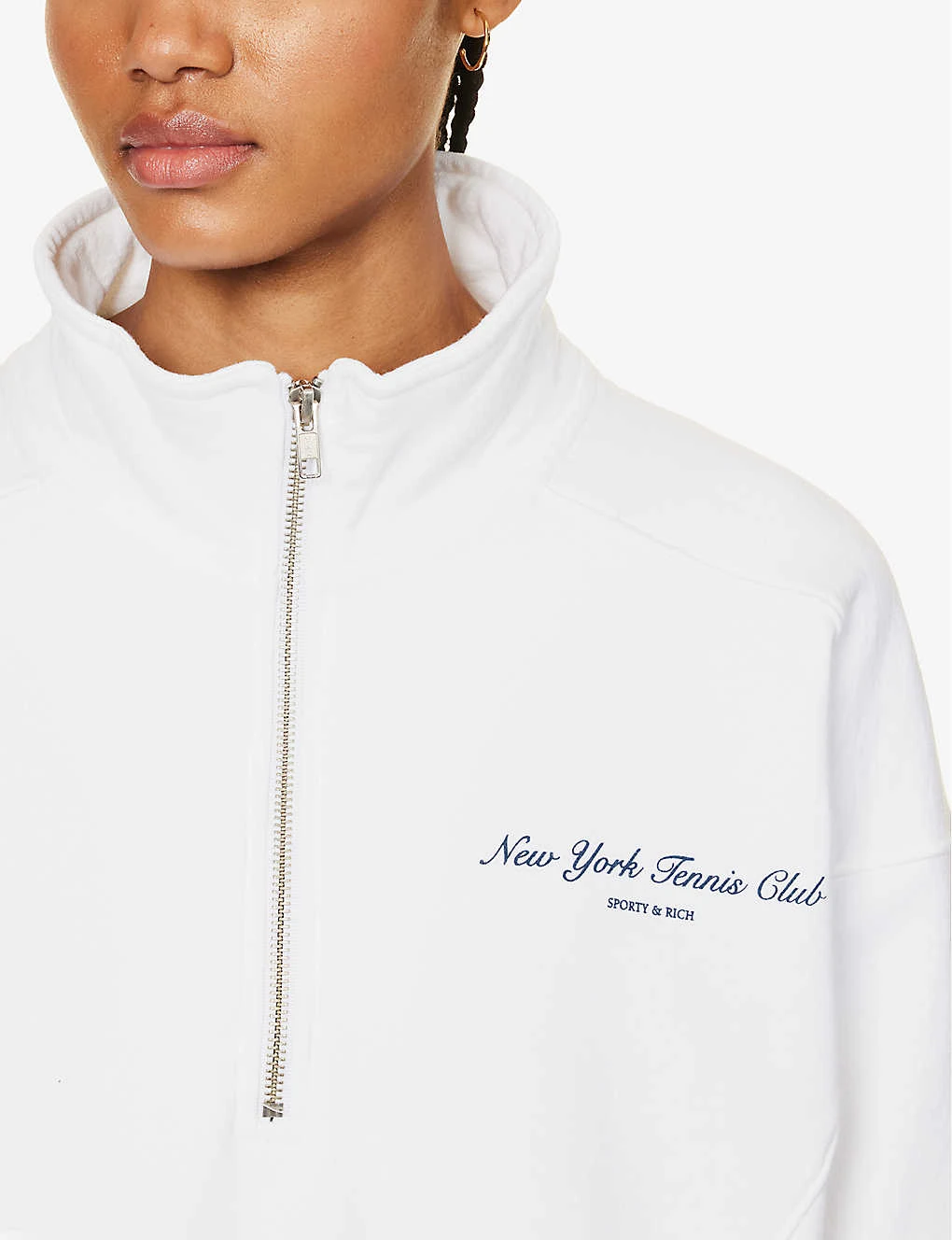 Tennis Club Logo-print Quarter-zip Cotton Sweatshirt - Image 5
