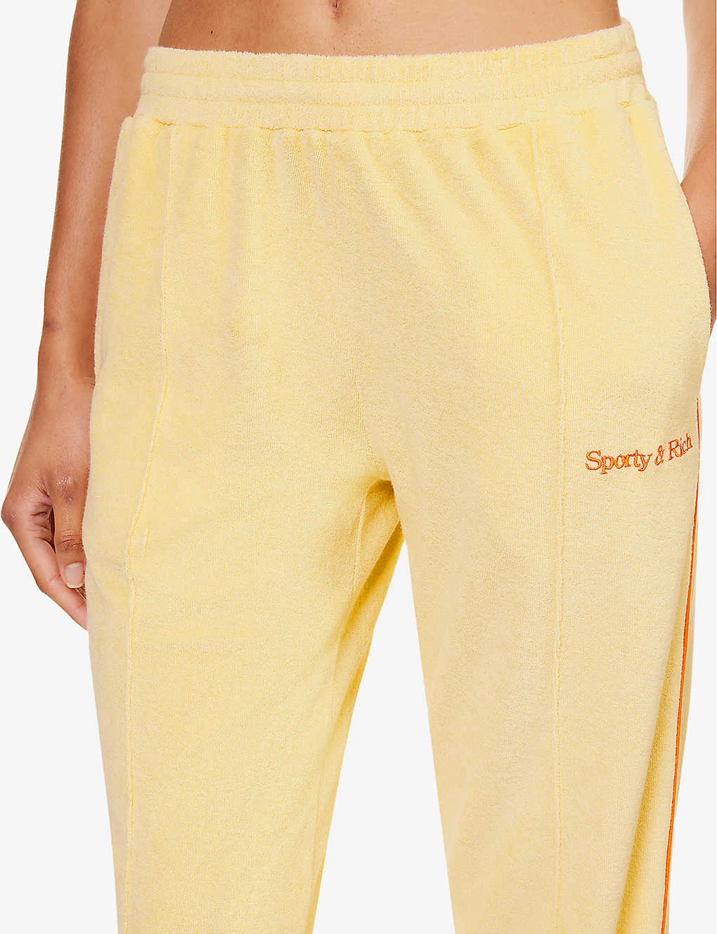 Serif Brand-embroidered High-rise Cotton-towelling Jogging Bottoms - Image 5
